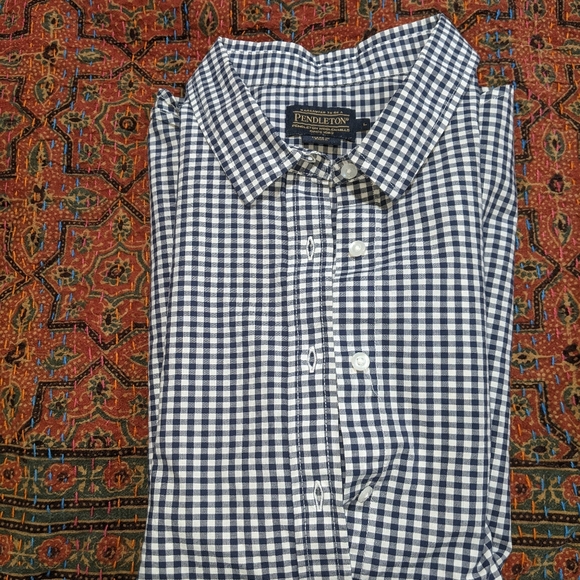 Pendleton Plaid & Check Button Down Womens White/Blue Size Large - Picture 5 of 5